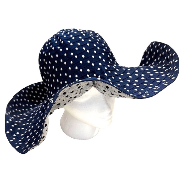 NYC Underground Navy/White Polka Dot Beach/Sun Hat; One Size - Picture 1 of 5
